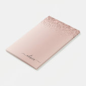 Roze Rose Gold Brushed Metal Monogram Name Post-it® Notes (Schuin)