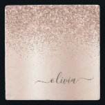 Roze Rose Gold Brushed Metal Monogram Name Stenen Onderzetter<br><div class="desc">Roos Gold - Blush roze Folie Metallic Sparkle Glitter Brushed Metal Monogram Name Stone Tile. Dit maakt het perfecte afstuderen,  zoete 16 verjaardag,  bruiloft,  vrijgezellenfeest,  verjaardagsdag,  baby shower of vrijgezellenfeest voor iemand die van luxe en chic stijlen houdt.</div>