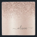 Roze Rose Gold Brushed Metal Monogram Name Stenen Onderzetter<br><div class="desc">Roos Gold - Blush roze Folie Metallic Sparkle Glitter Brushed Metal Monogram Name Stone Tile. Dit maakt het perfecte afstuderen,  zoete 16 verjaardag,  bruiloft,  vrijgezellenfeest,  verjaardagsdag,  baby shower of vrijgezellenfeest voor iemand die van luxe en chic stijlen houdt.</div>