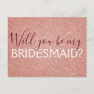 Roze Rose Gold Burgundy Glitter Sparkle Bridesmaid Uitnodiging Briefkaart