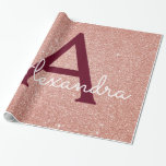 Roze Rose Gold Burgundy Glitter Sparkle Monogram Cadeaupapier<br><div class="desc">Blush Pink - Roos Gold en Bourgogne Faux Glitter en Sparkle Elegant Gift Wrapping Paper. Dit cadeaupapier kan worden aangepast om uw initiaal en voornaam op te nemen voor een cadeaupakket voor een Baby shower,  Vrijgezellenfeest,  vrijgezellenfeest of verjaardagsfeest voor meisjes.</div>