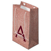 Roze Rose Gold Burgundy Glitter Sparkle Monogram Klein Cadeauzakje (Voorkant Gekanteld)