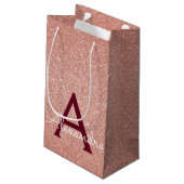 Roze Rose Gold Burgundy Glitter Sparkle Monogram Klein Cadeauzakje (Achterkant Gekanteld)