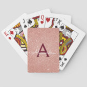 Roze Rose Gold Burgundy Glitter Sparkle Monogram Pokerkaarten (Achterkant)