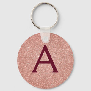Roze Rose Gold Burgundy Glitter & Sparkle Monogram Sleutelhanger