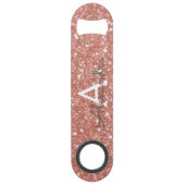 Roze Rose Gold Burgundy Glitter & Sparkle Monogram Speed Flessenopener (Achterkant)