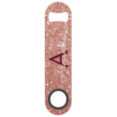 Roze Rose Gold Burgundy Glitter & Sparkle Monogram Speed Flessenopener (Voorkant)
