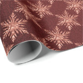 Roze Rose Gold Burgundy Merry Snowflake Cadeaupapier (Rol Hoek)