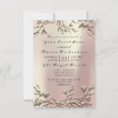 Roze Rose Gold Champaigne Floral 3D Effect Bridal Kaart (Voorkant)