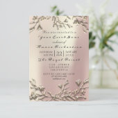 Roze Rose Gold Champaigne Floral 3D Effect Bridal Kaart (Staand voorkant)