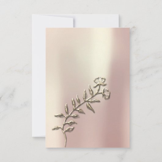 Roze Rose Gold Champaigne Floral 3D Effect Bridal Kaart (Achterkant)