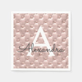 Roze Rose Gold Classic  Monogram Verjaardag Servet (Voorkant)