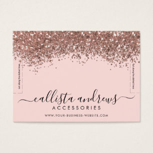 Roze Rose Gold Confetti Glitter Bracelet display Visitekaartje