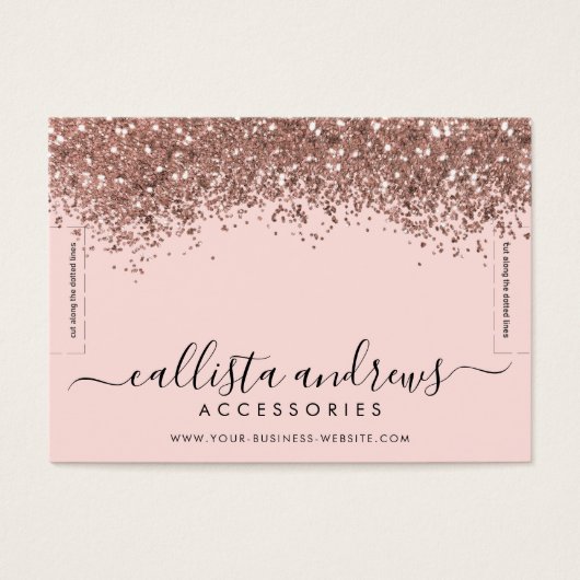 Roze Rose Gold Confetti Glitter Bracelet display Visitekaartje (Voorkant)