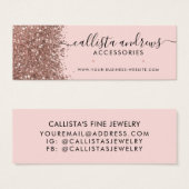 Roze Rose Gold Confetti Glitter Earning Display Mini Visitekaartjes (Voorkant /achterkant)