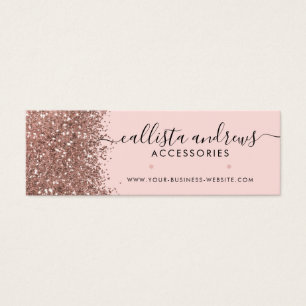 Roze Rose Gold Confetti Glitter Earning Display Mini Visitekaartjes