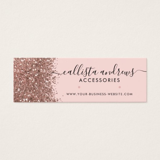 Roze Rose Gold Confetti Glitter Earning Display Mini Visitekaartjes (Voorkant)