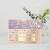 Roze Rose Gold Confetti Paarse Makeup Gift Kaart (Staand voorkant)