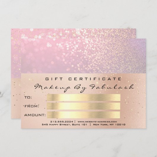 Roze Rose Gold Confetti QR Code Logo Beauty Studio (Voorkant / Achterkant)