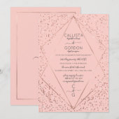 Roze Rose Gold Confetti Terrarium Verloving Kaart (Voorkant / Achterkant)