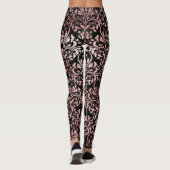 Roze Rose Gold Damask Black Leggings (Achterkant)