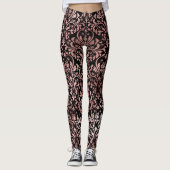 Roze Rose Gold Damask Black Leggings (Voorkant)