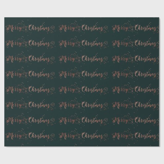 Roze Rose Gold Deep Green-kerstscript Cadeaupapier (Vlak)