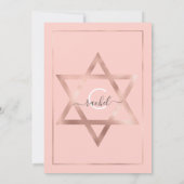 Roze Rose Gold Diagonaal Confetti Bat Mitzvah Kaart (Achterkant)