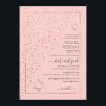 Roze Rose Gold Diagonaal Confetti Bat Mitzvah Kaart<br><div class="desc">Deze elegante en unieke Bat Mitswa-uitnodiging is ideaal voor een stijlvol en formeel evenement. Het beschikt over een faux gedrukte sprankelende rozen gouden glitter confetti schuin over de uitnodiging op de top van een dun rozen gouden rechthoekige rand met een blozend roze achtergrond. Het is chique, modern, luxe, , eenvoudig...</div>