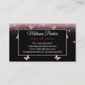 Roze Rose Gold Elegante Glitter Butterfly Visitekaartje (Achterkant)