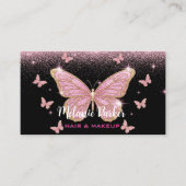 Roze Rose Gold Elegante Glitter Butterfly Visitekaartje (Voorkant)