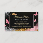 Roze Rose Gold Elegante Glitter Butterfly Visitekaartje (Achterkant)