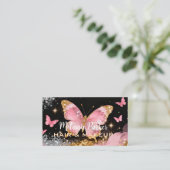 Roze Rose Gold Elegante Glitter Butterfly Visitekaartje (Staand voorkant)