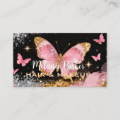 Roze Rose Gold Elegante Glitter Butterfly Visitekaartje (Voorkant)