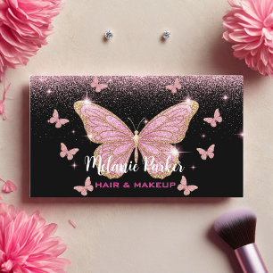 Roze Rose Gold Elegante Glitter Butterfly Visitekaartje