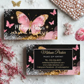 Roze Rose Gold Elegante Glitter Butterfly Visitekaartje
