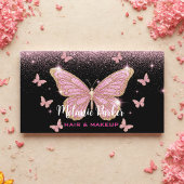 Roze Rose Gold Elegante Glitter Butterfly Visitekaartje
