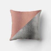 Roze Rose Gold en Silver Metallic Wedding Date Kussen (Achterkant)