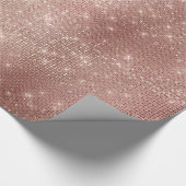 Roze Rose Gold Faux Brush Sparkly Diamond Metallic Cadeaupapier (Hoek)