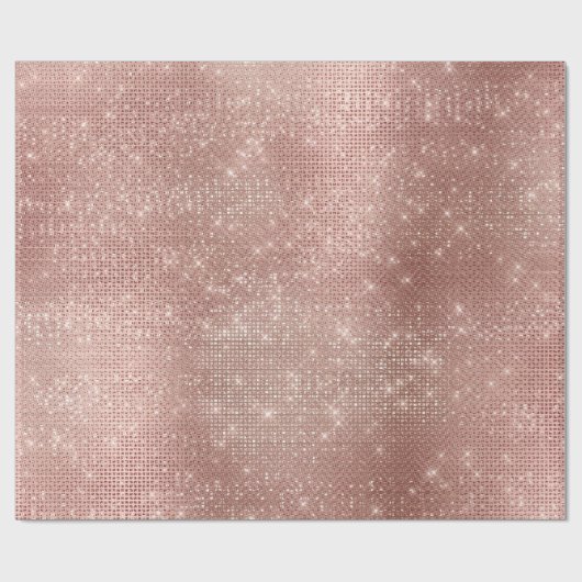 Roze Rose Gold Faux Brush Sparkly Diamond Metallic Cadeaupapier (Vlak)