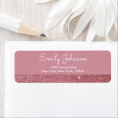 Roze Rose Gold Faux Glitter Adres Etiket (Insitu)