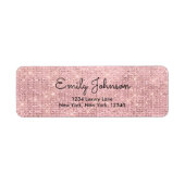Roze Rose Gold Faux Glitter Adres Etiket (Voorkant)