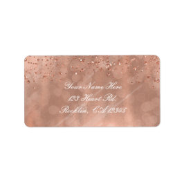 Roze Rose Gold Faux Glitter Glamour Uitnodiging Etiket