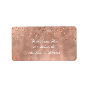 Roze Rose Gold Faux Glitter Glamour Uitnodiging Etiket