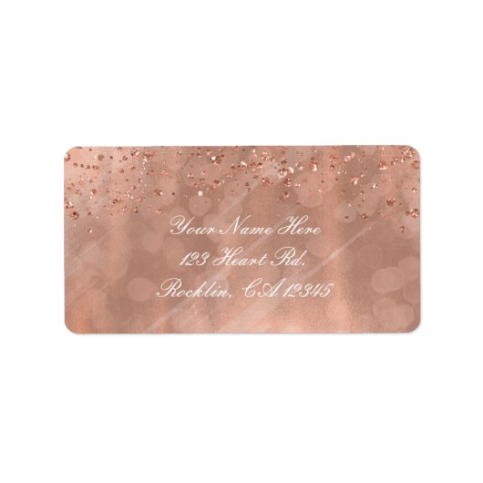 Roze Rose Gold Faux Glitter Glamour Uitnodiging Etiket (Voorkant)