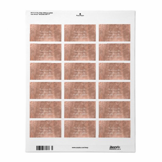 Roze Rose Gold Faux Glitter Glamour Uitnodiging Etiket (Full Sheet)