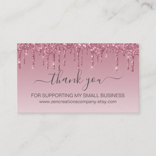 Roze Rose Gold Faux Glitter Loyaliteit Visitekaartje (Voorkant)