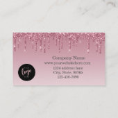 Roze Rose Gold Faux Glitter met Logo Visitekaartje (Achterkant)