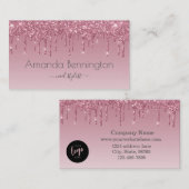 Roze Rose Gold Faux Glitter met Logo Visitekaartje (Voorkant / Achterkant)