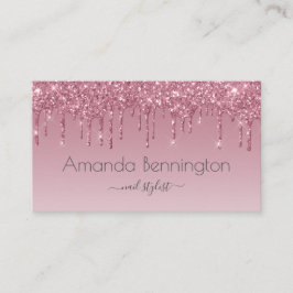 Roze Rose Gold Faux Glitter met Logo Visitekaartje